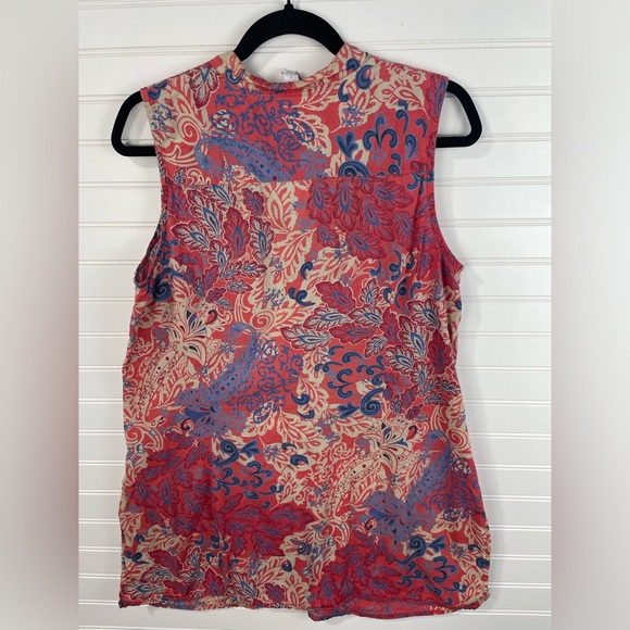 Charter Club Sleeveless Red and Blue Floral Soutache Braid Tunic 14 Women’s GUC - Picture 14 of 14